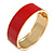Round Scarlet Red Enamel Hinged Bangle Bracelet in Gold Tone Metal - 20cm Long/ 60mm Diameter