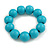 Pastel Teal Blue Round Bead Wood Flex Bracelet - 19cm Long