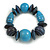 Statement Chunky Wood Bead Flex Bracelet in Dyed Blue/ Light Blue - Medium