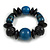 Statement Chunky Wood Bead Flex Bracelet in Teal Blue/ Dark Blue - Medium