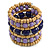 Wide Coiled Ceramic, Acrylic, Wood Bead Bracelet (Lavender, Dark Blue, Natural) - Adjustable - view 2