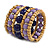 Wide Coiled Ceramic, Acrylic, Wood Bead Bracelet (Lavender, Dark Blue, Natural) - Adjustable - view 5