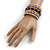 Wide Coiled Ceramic, Acrylic, Wood Bead Bracelet (Lavender, Dark Blue, Natural) - Adjustable - view 4