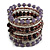 Wide Coiled Ceramic, Glass Bead Bracelet (Lavender, Plum, Transparent) - Adjustable - view 3