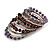 Wide Coiled Ceramic, Glass Bead Bracelet (Lavender, Plum, Transparent) - Adjustable - view 4