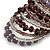 Wide Coiled Ceramic, Glass Bead Bracelet (Lavender, Plum, Transparent) - Adjustable - view 5
