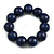 Dark Blue Round Bead Wood Flex Bracelet - 19cm Long