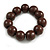 Brown Round Bead Wood Flex Bracelet - 19cm Long