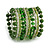 Wide Coiled Ceramic, Glass Bead Bracelet (Green, Transparent) - Adjustable - view 6