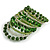 Wide Coiled Ceramic, Glass Bead Bracelet (Green, Transparent) - Adjustable - view 7
