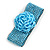 Statement Beaded Flower Stretch Bracelet In Light Blue - 18cm L - Adjustable - view 4