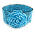 Statement Beaded Flower Stretch Bracelet In Light Blue - 18cm L - Adjustable - view 2