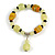 Lemon Yellow/ Black Glass and Ceramic Bead Charm Flex Bracelet - 19cm Long - view 4