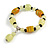 Lemon Yellow/ Black Glass and Ceramic Bead Charm Flex Bracelet - 19cm Long - view 3