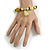 Lemon Yellow/ Black Glass and Ceramic Bead Charm Flex Bracelet - 19cm Long - view 2
