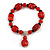 Red/ Black Glass and Ceramic Bead Charm Flex Bracelet - 19cm Long