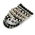 Wide Coiled Ceramic, Acrylic, Glass Bead Bracelet (Black, White, Silver, Transparent) - Adjustable - view 6