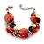 Faux Pearl & Shell - Composite Silver Tone Link Bracelet ( Red, Black, Cream) - 16cm L/ 3cm Ext - For Small Wrist Only