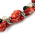 Faux Pearl & Shell - Composite Silver Tone Link Bracelet ( Red, Black, Cream) - 16cm L/ 3cm Ext - For Small Wrist Only - view 4