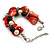 Faux Pearl & Shell - Composite Silver Tone Link Bracelet ( Red, Black, Cream) - 16cm L/ 3cm Ext - For Small Wrist Only - view 5