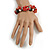 Faux Pearl & Shell - Composite Silver Tone Link Bracelet ( Red, Black, Cream) - 16cm L/ 3cm Ext - For Small Wrist Only - view 2