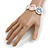 Pastel Multi Enamel Rose Flower Flex Bracelet In Silver Tone - 18cm Long - view 2