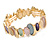 Pastel Multi Enamel Oval Cluster Textured Flex Bracelet In Gold Tone - 18cm Long - view 3