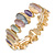 Pastel Multi Enamel Oval Cluster Textured Flex Bracelet In Gold Tone - 18cm Long - view 5