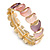 Pink/ Purple Enamel Curly Oval Cluster Textured Flex Bracelet In Gold Tone - 20cm Long - view 4