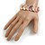 Pink/ Purple Enamel Curly Oval Cluster Textured Flex Bracelet In Gold Tone - 20cm Long - view 2