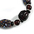 Deep Purple/ Black Glass and Ceramic Bead Charm Flex Bracelet - 19cm Long - view 5