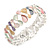 Pastel Multi Enamel Infinity Cluster Textured Flex Bracelet In Silver Tone - 20cm Long