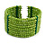 Lime Green Glass Bead Flex Cuff Bracelet - Medium