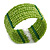 Lime Green Glass Bead Flex Cuff Bracelet - Medium - view 6