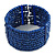 Royal Blue Glass Bead Flex Cuff Bracelet - Medium - view 5