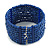 Royal Blue Glass Bead Flex Cuff Bracelet - Medium - view 4