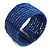 Royal Blue Glass Bead Flex Cuff Bracelet - Medium