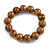 13mm Caramel Brown Round Ceramic Bead Flex Bracelet - Size M