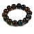15mm Dark Brown/Blue Round Ceramic Bead Flex Bracelet - Size S
