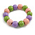 Chunky Wooden Bead  Flex Bracelet Pink/Lilac/Lime Green - M/ L