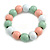 Chunky Wooden Bead  Flex Bracelet Pastel Mint/ Pink/ White - M/ L - view 5