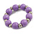Lilac Purple Painted Wood and Silver Acrylic Bead Flex Bracelet - Medium