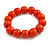 Orange Painted Round Bead Wood Flex Bracelet - M/L