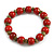10mm Vintage Inspired Red Ceramic Bead Flex Bracelet - Size - S/M