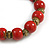 10mm Vintage Inspired Red Ceramic Bead Flex Bracelet - Size - S/M - view 4