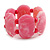 Wide Chunky Resin/ Wood Bead Flex Bracelet in Pink/ White - M/ L