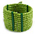 Lime Green Glass Bead Flex Cuff Bracelet with Shell Flower - M/ L - view 4