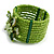 Lime Green Glass Bead Flex Cuff Bracelet with Shell Flower - M/ L - view 6