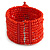 Brick Red Glass Bead Flex Cuff Bracelet with Shell Flower - M/ L - view 4