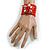Brick Red Glass Bead Flex Cuff Bracelet with Shell Flower - M/ L - view 3